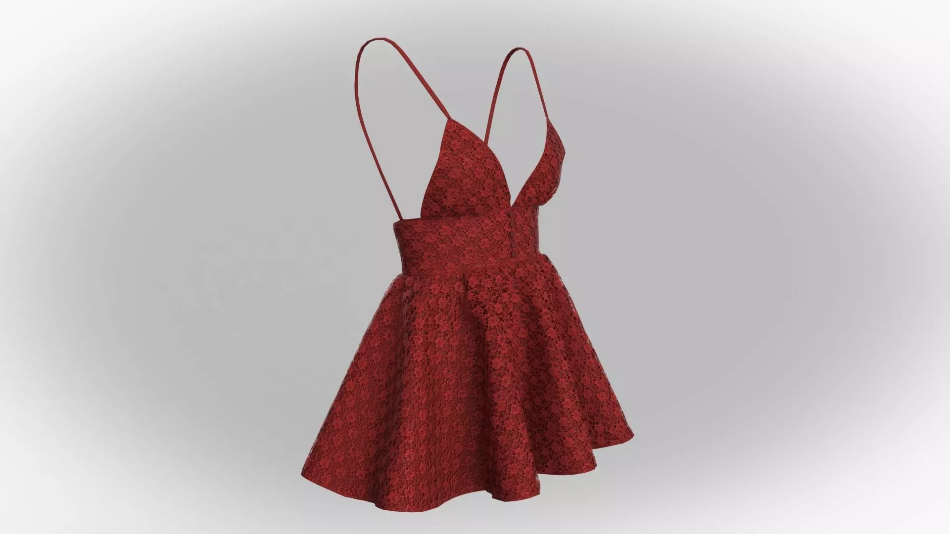 Stylish Designer Women Lace Babydoll Dress 3D model 3D model_4