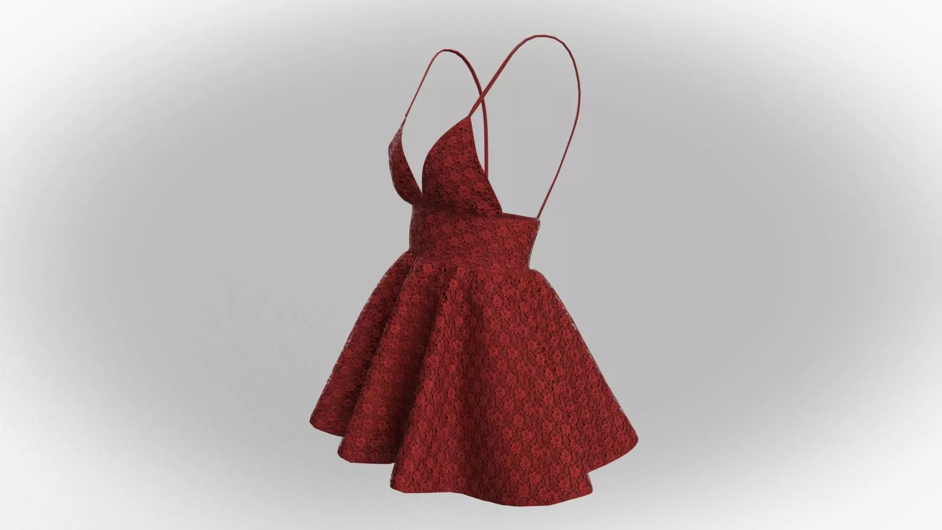 Stylish Designer Women Lace Babydoll Dress 3D model 3D model_17