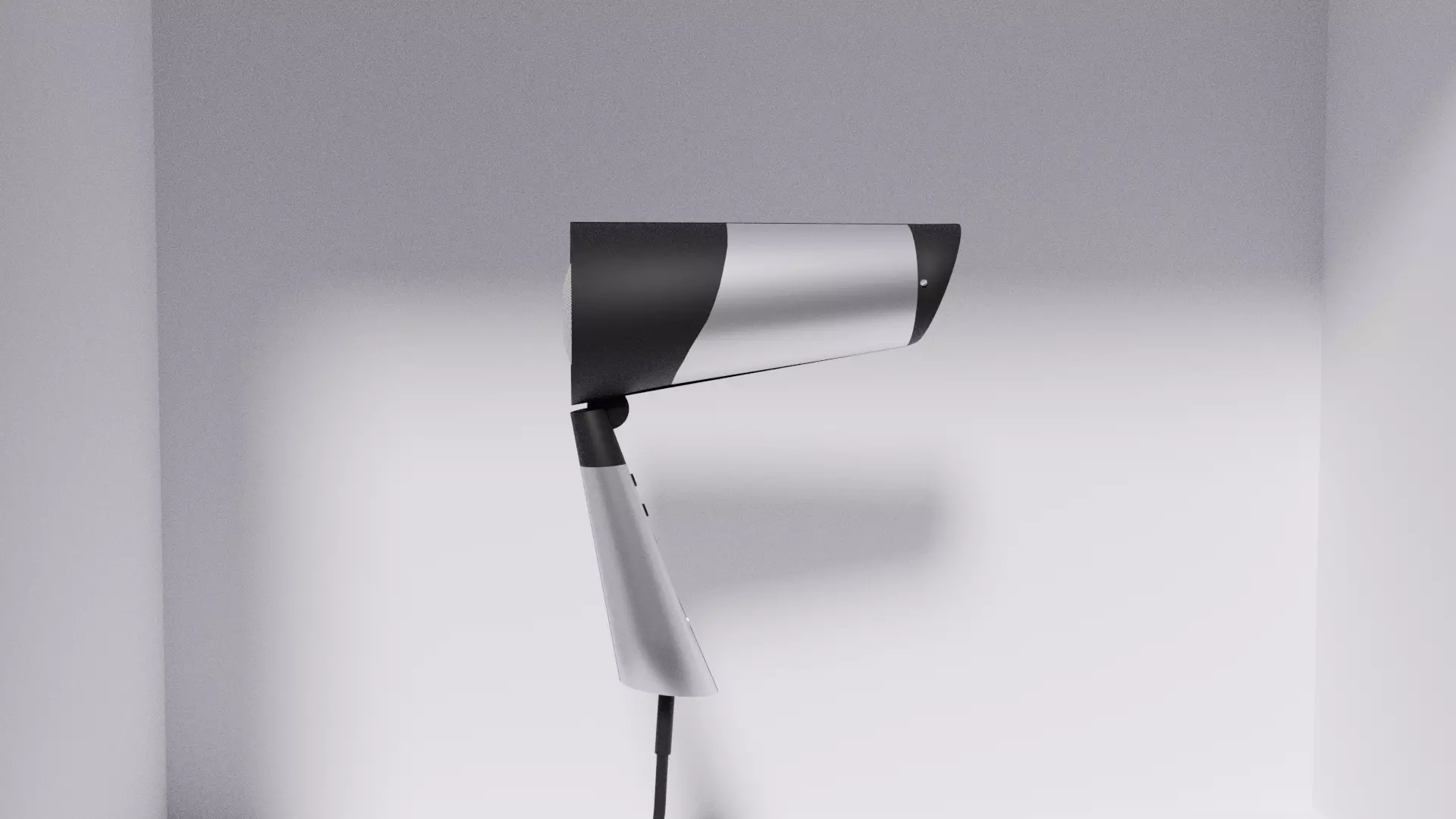 Hair dryer wella silver and black travel size 3D model_0