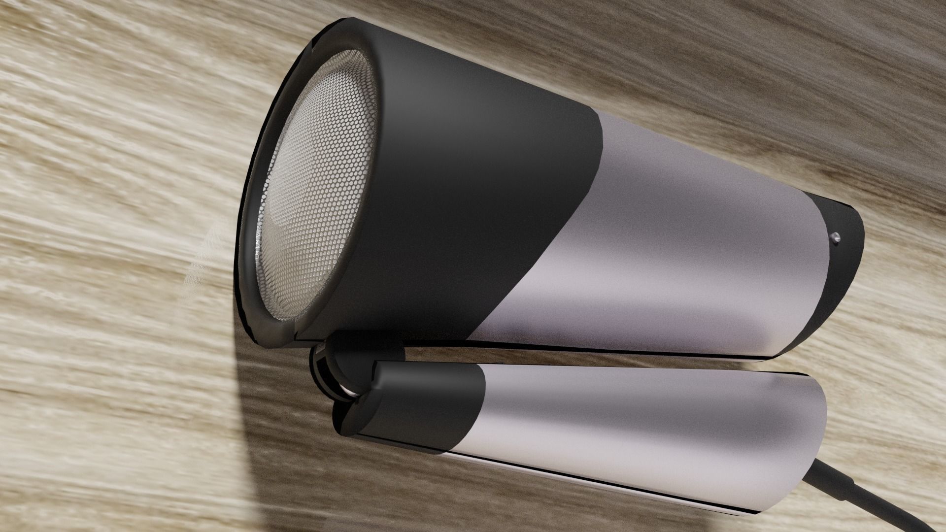 Hair dryer wella silver and black travel size 3D model_4