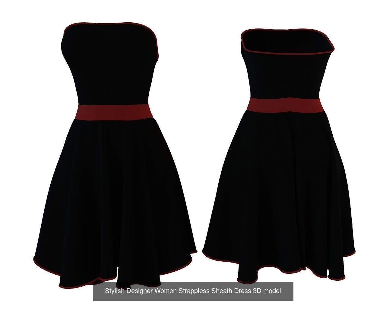 Stylish Women Dress 3D Model Collection_12