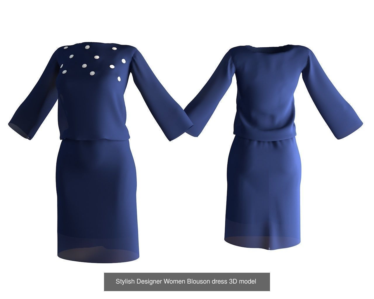 Stylish Women Dress 3D Model Collection_16