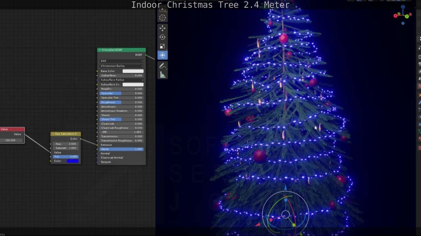Indoor Christmas Tree 2m Low-poly 3D model_4