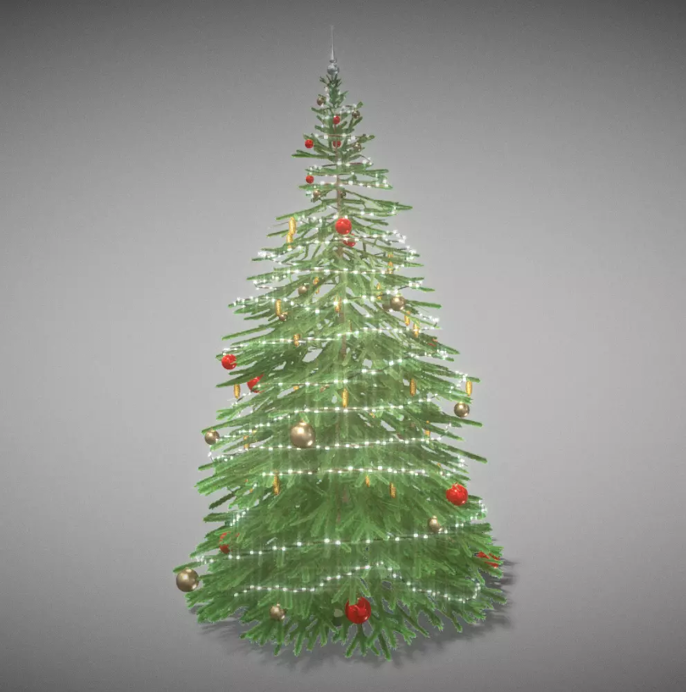 Indoor Christmas Tree 2m Low-poly 3D model_0
