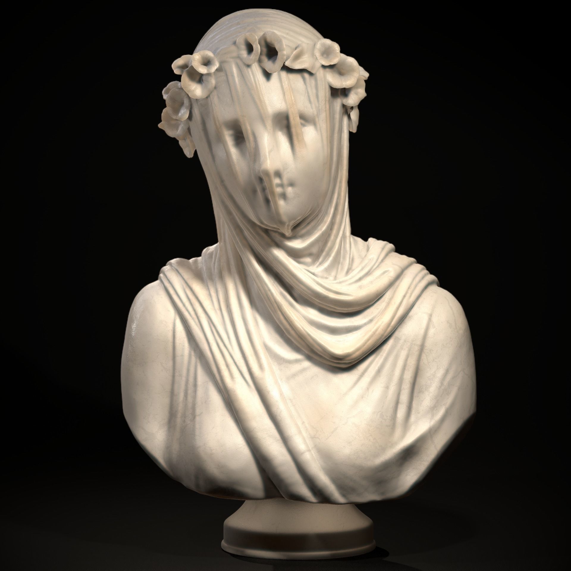 Classical Statue Bust - Veiled Vestal Virgin 3D print model_4
