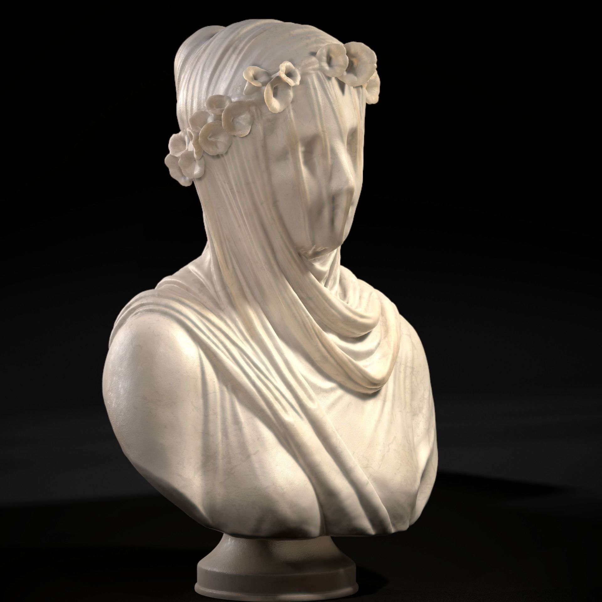 Classical Statue Bust - Veiled Vestal Virgin 3D print model_7