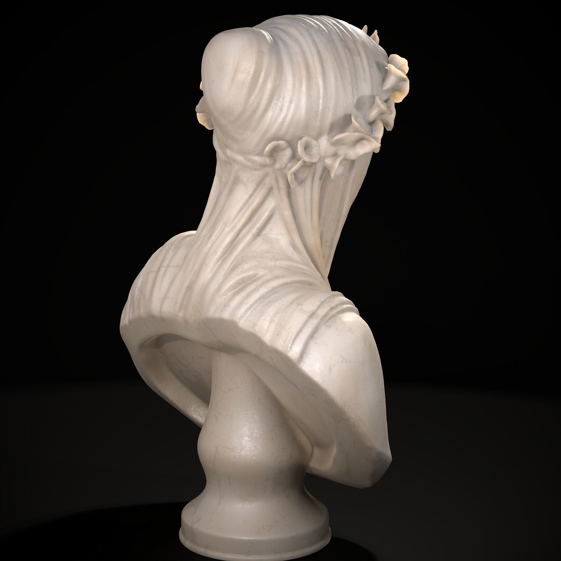 Classical Statue Bust - Veiled Vestal Virgin 3D print model_9