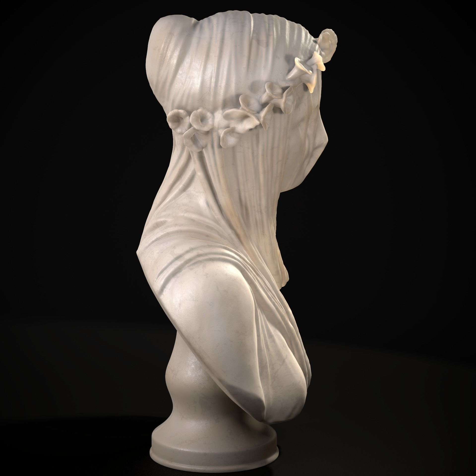 Classical Statue Bust - Veiled Vestal Virgin 3D print model_8