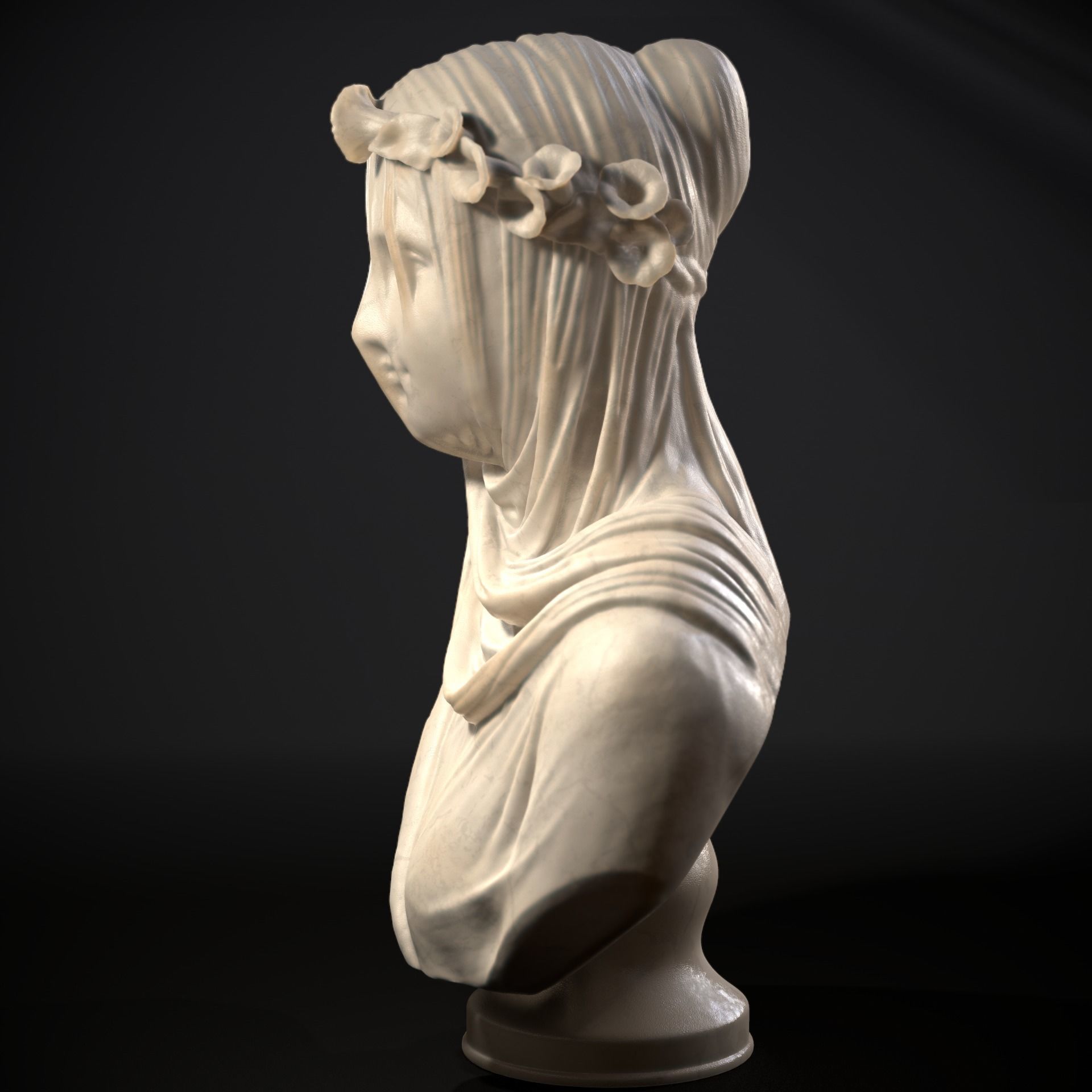 Classical Statue Bust - Veiled Vestal Virgin 3D print model_5
