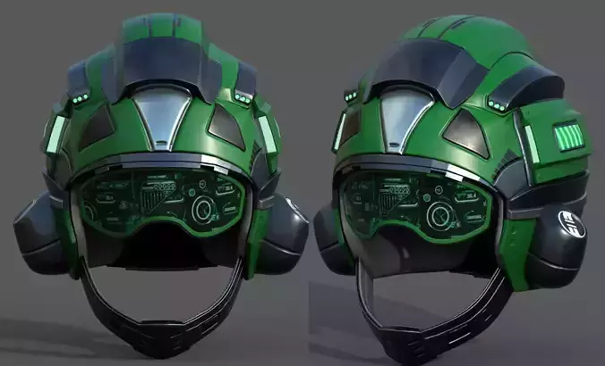 Helmet pilot scifi fantasy armor military combat soldier armor  Low-poly 3D model