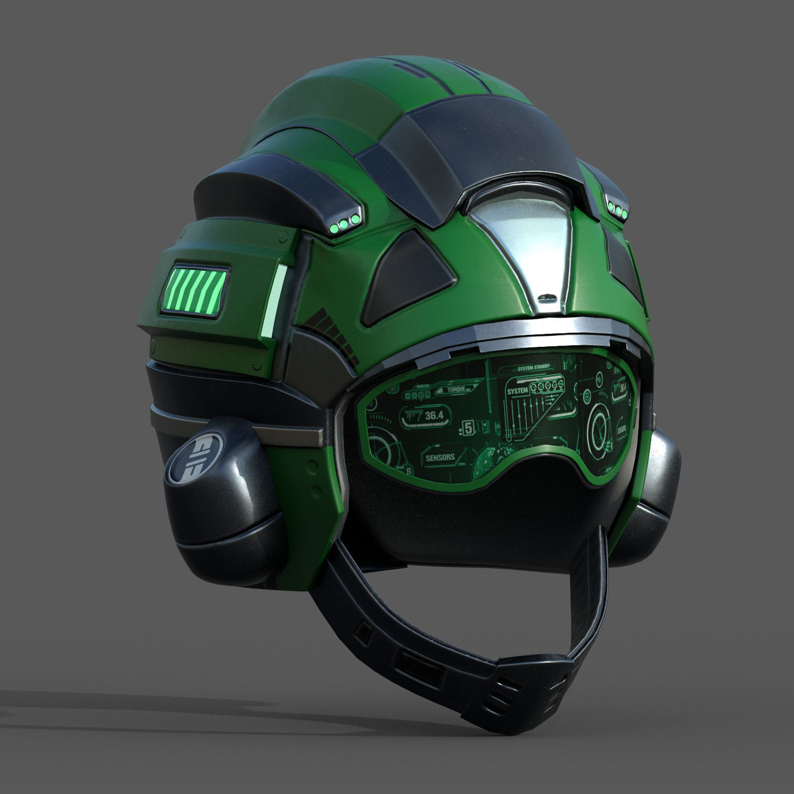 Helmet pilot scifi fantasy armor military combat soldier armor  Low-poly 3D model_2