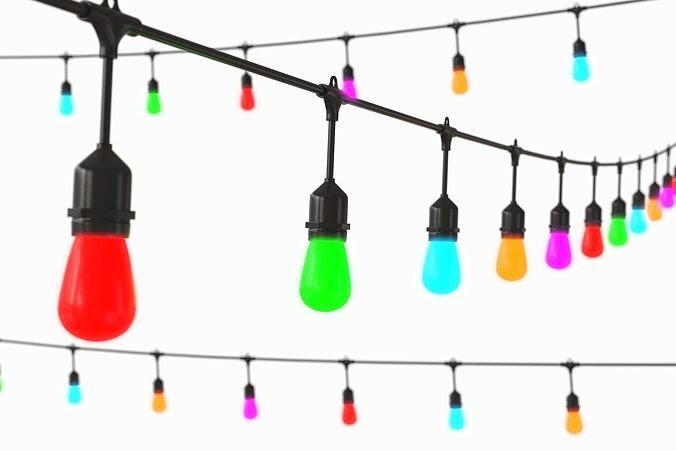 String Christmas Lights V9 Low-poly 3D model