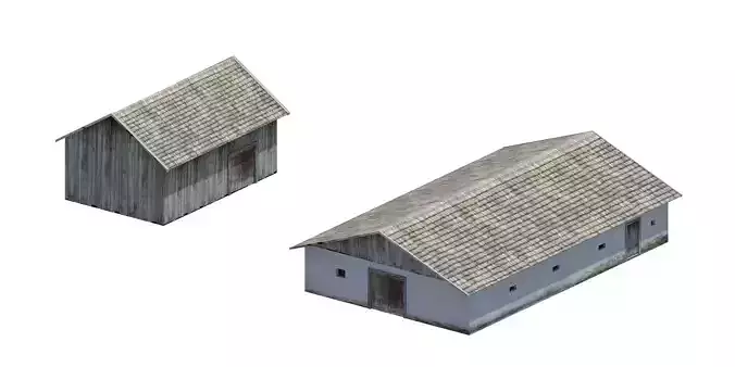 Historic stable and barn 1700 Free low-poly 3D model
