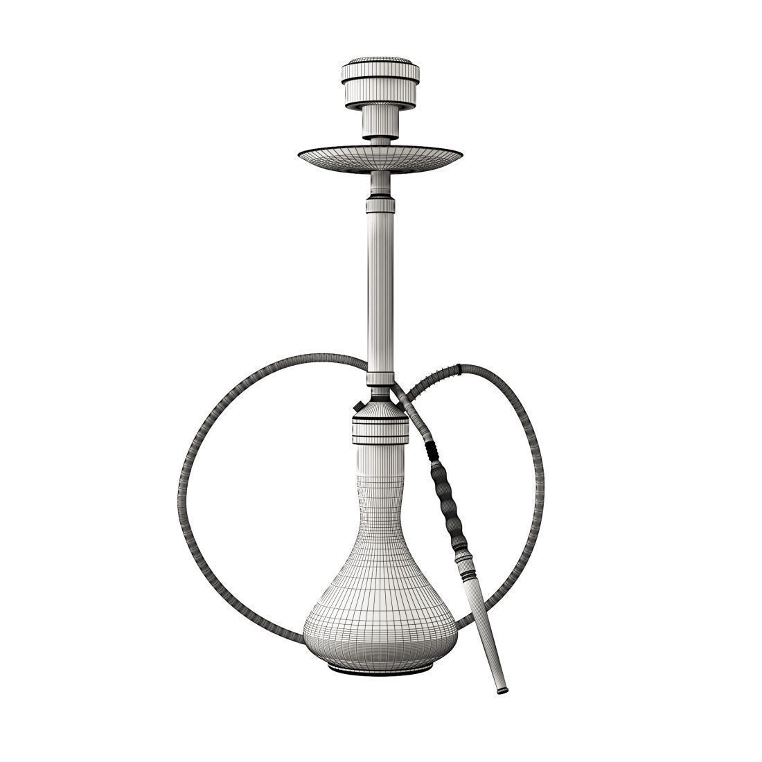 Hookah with glass bowl 3D model_2