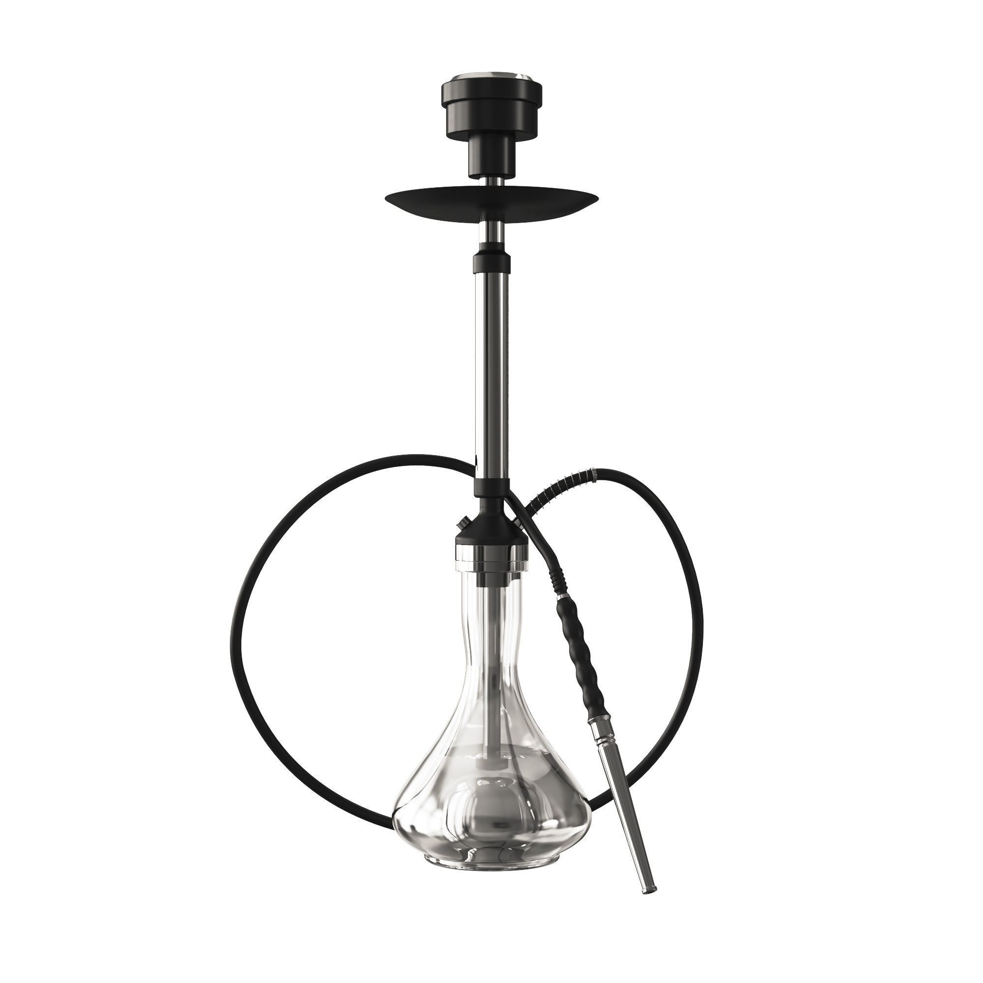 Hookah with glass bowl 3D model_3