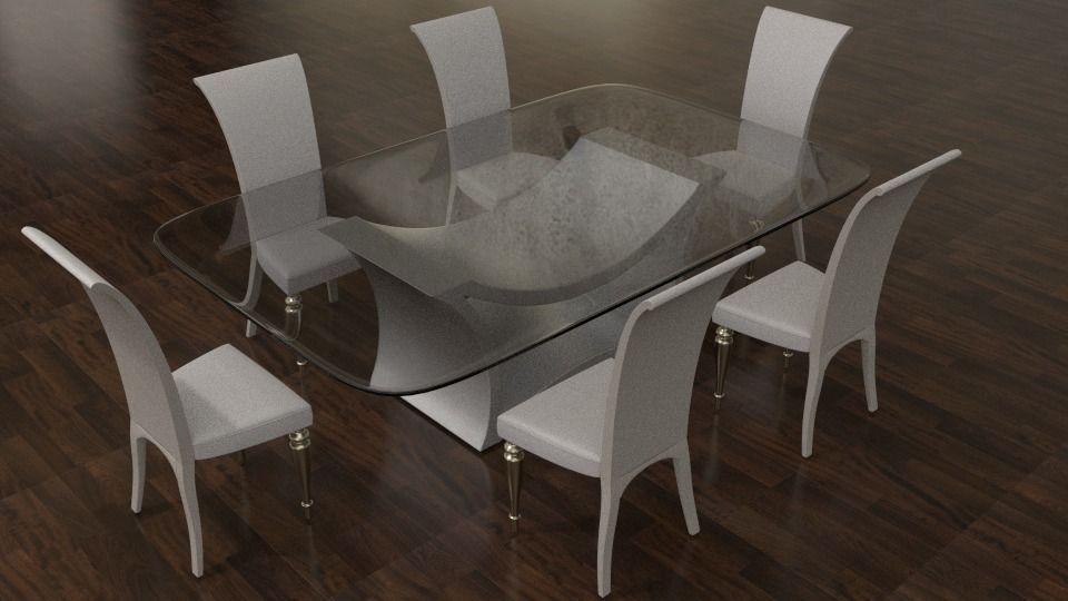 Simple Dining table 3D model_0