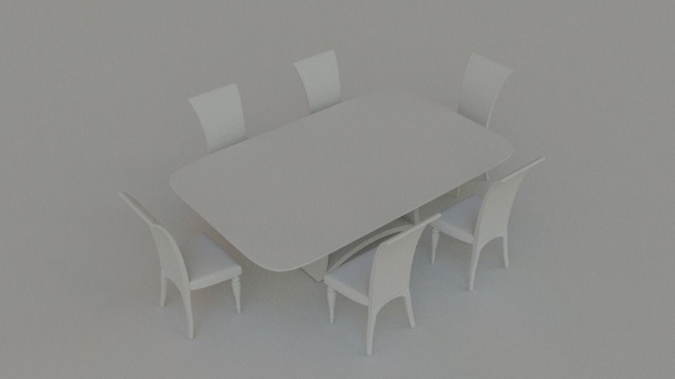 Simple Dining table 3D model_2