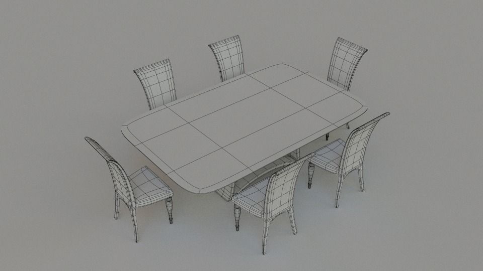Simple Dining table 3D model_1