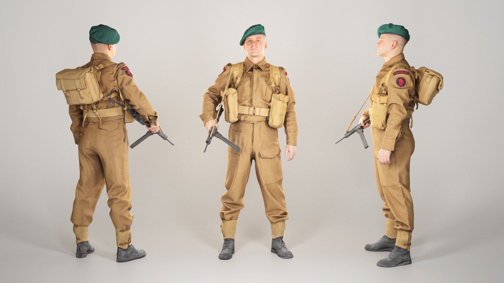 British commando character from World War 2 43 Low-poly 3D model_1