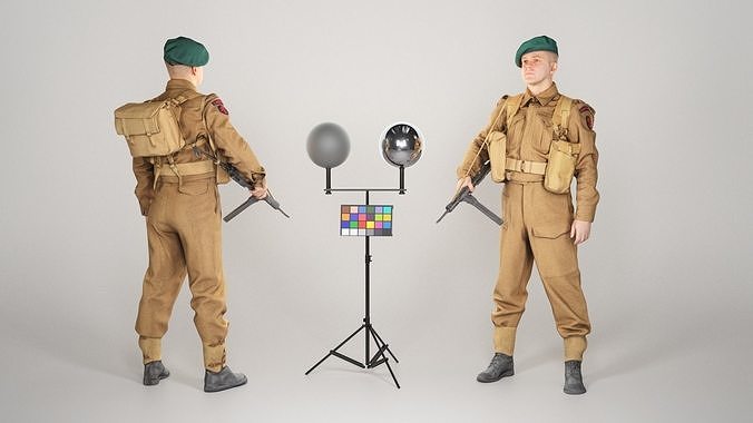 British commando character from World War 2 43 Low-poly 3D model
