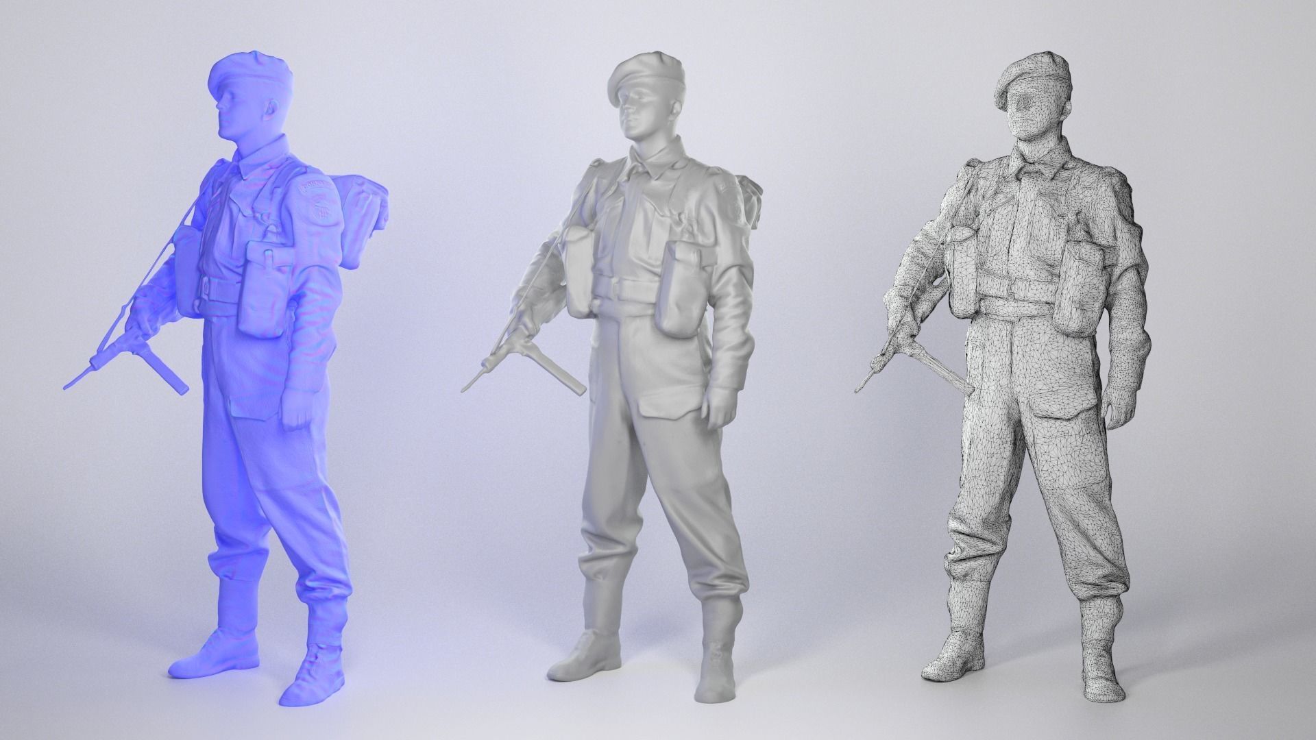British commando character from World War 2 43 Low-poly 3D model_2