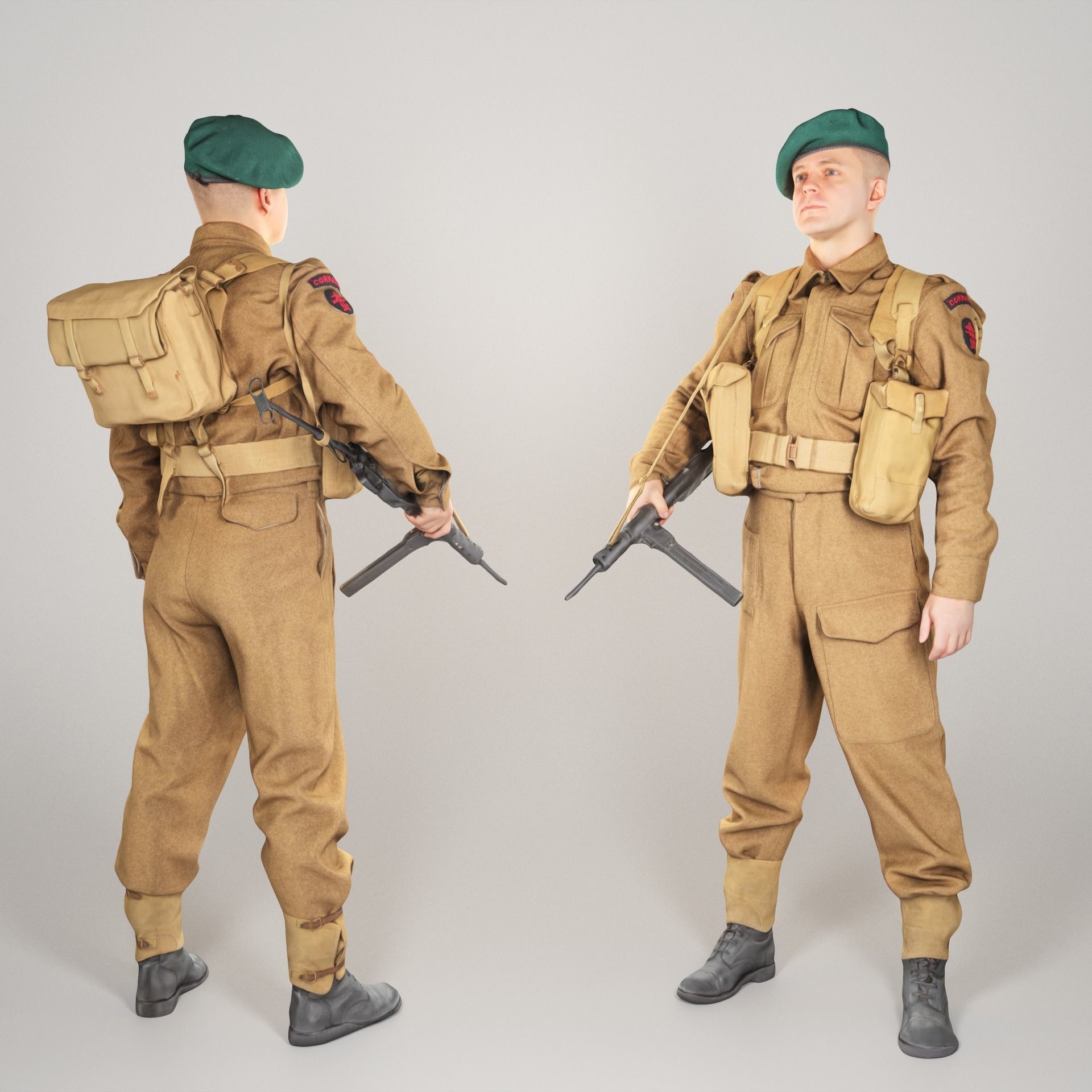 British commando character from World War 2 43 Low-poly 3D model_3