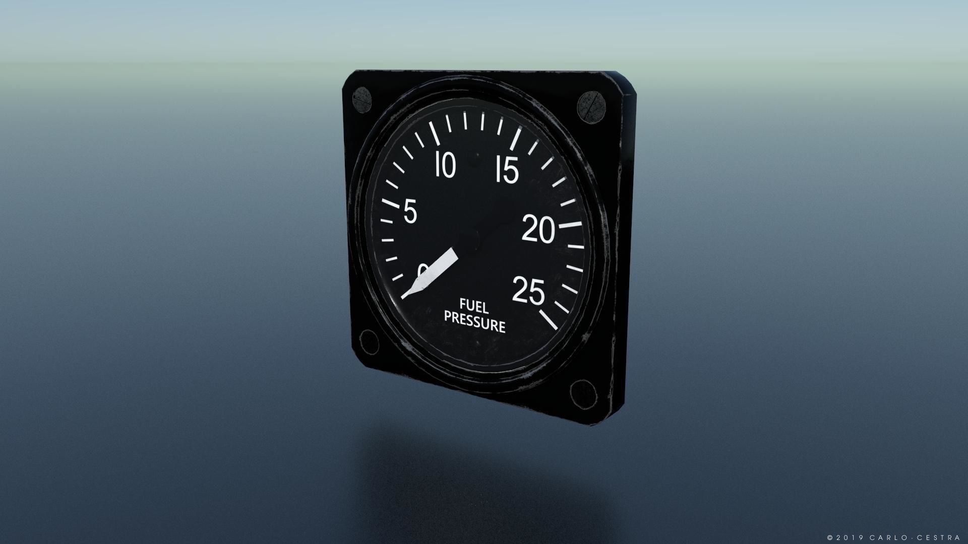 US FUEL PRESSURE GAUGE Low-poly 3D model_3