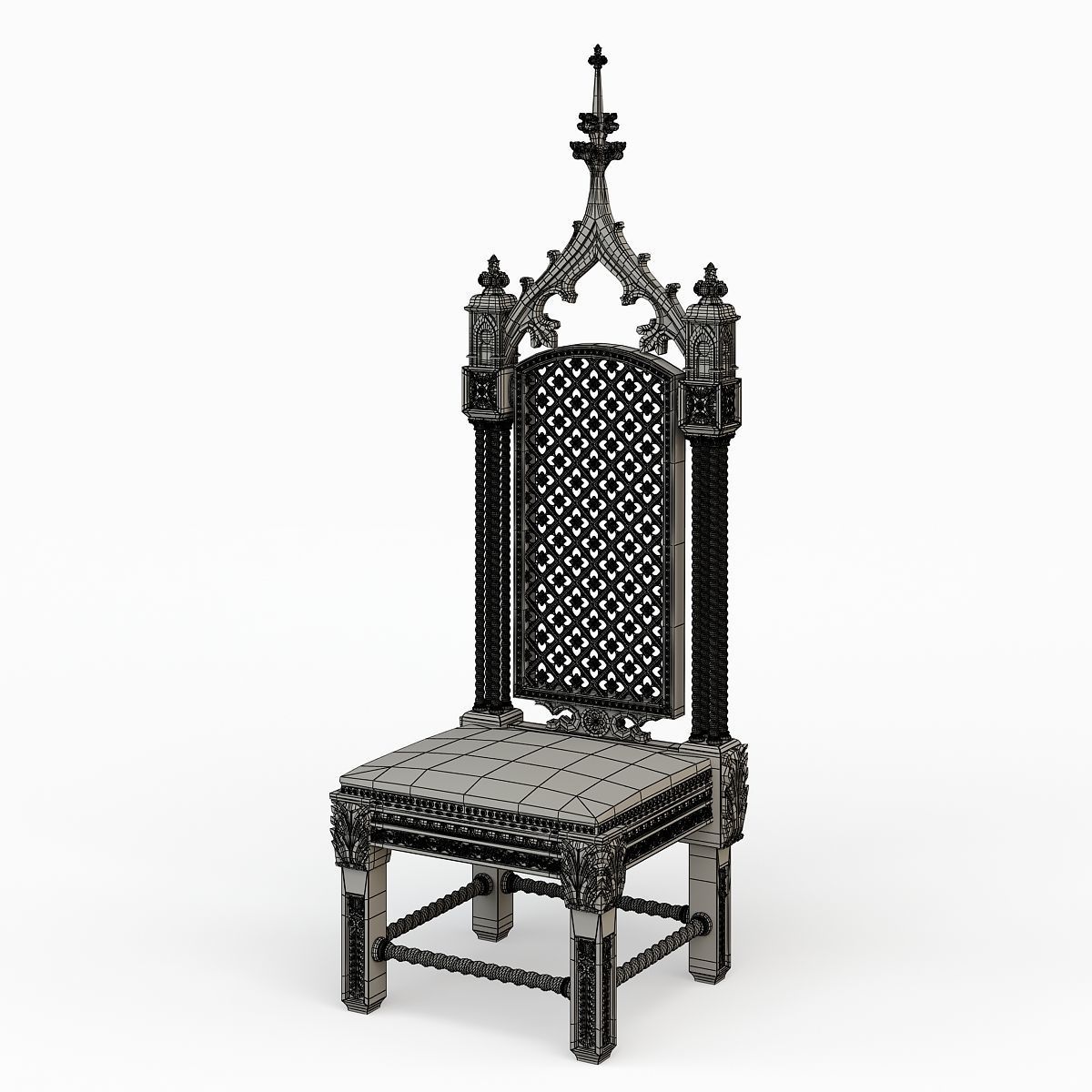 Gothic Throne 3D model_9