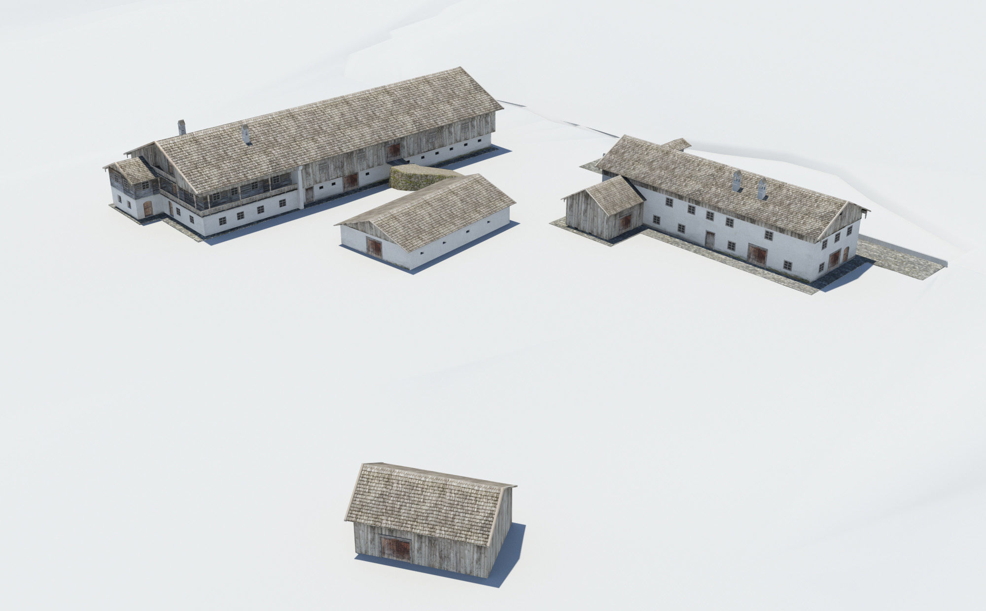 Historic Bavarian farmhouse 18th century Einfirsthof Low-poly 3D model_2