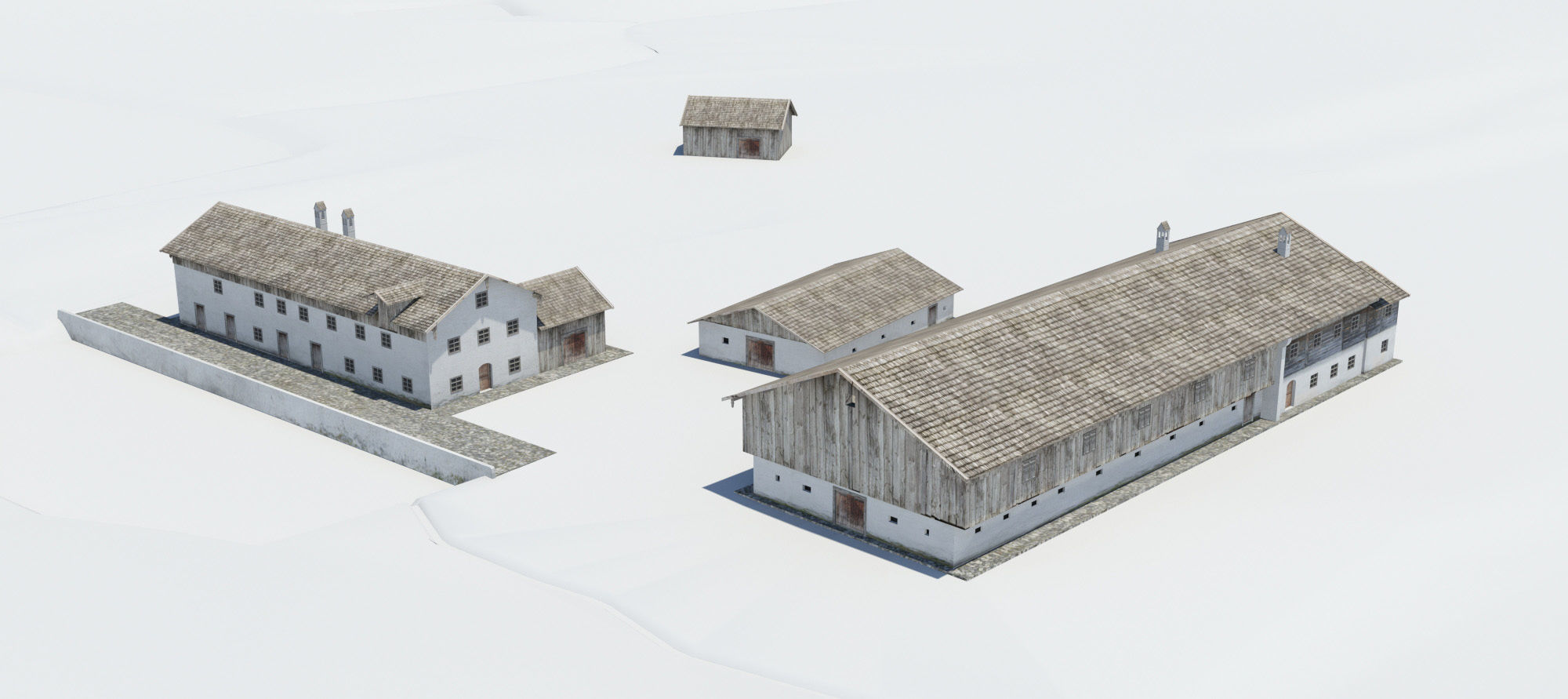 Historic Bavarian farmhouse 18th century Einfirsthof Low-poly 3D model_3