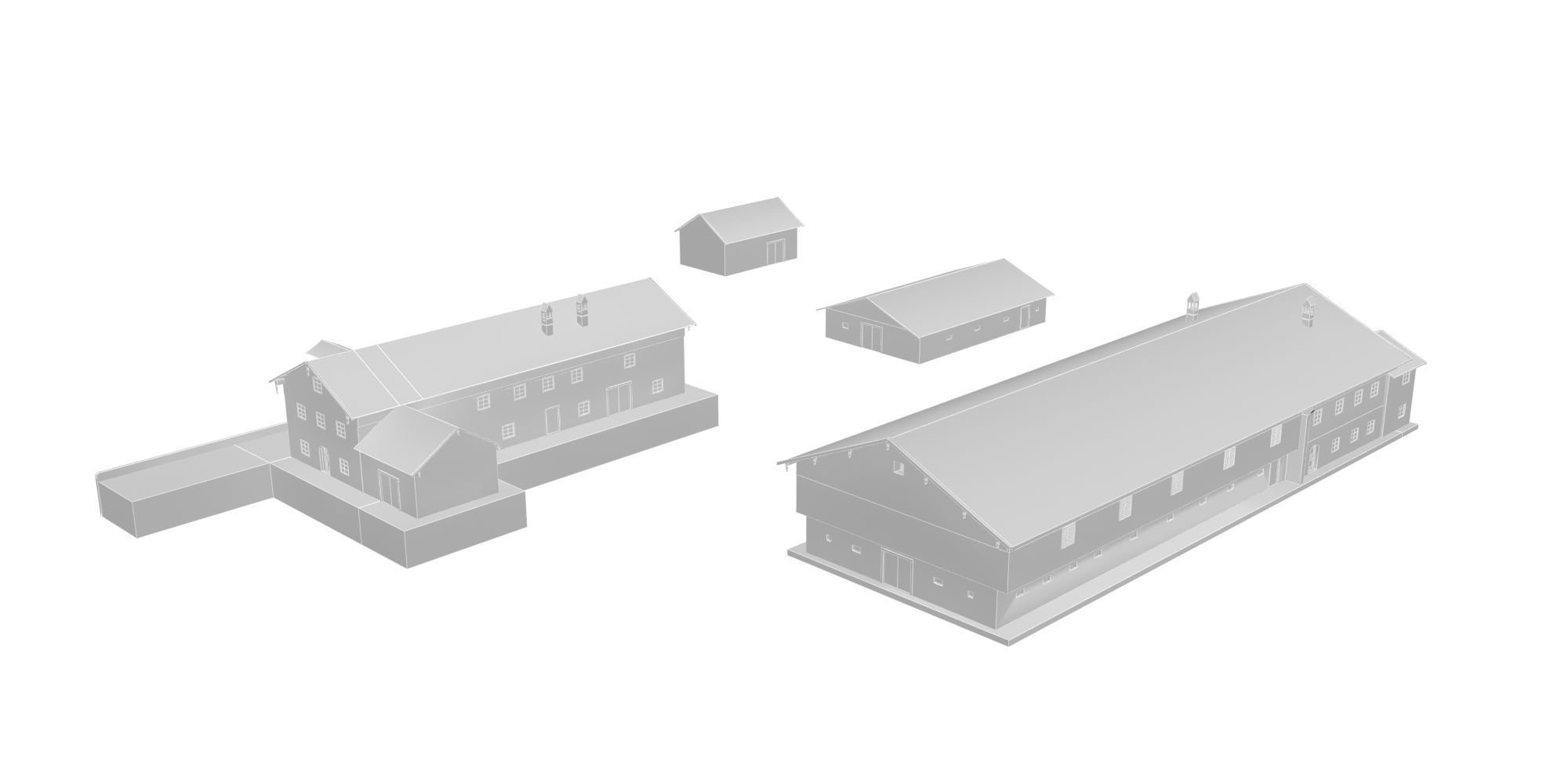 Historic Bavarian farmhouse 18th century Einfirsthof Low-poly 3D model_8