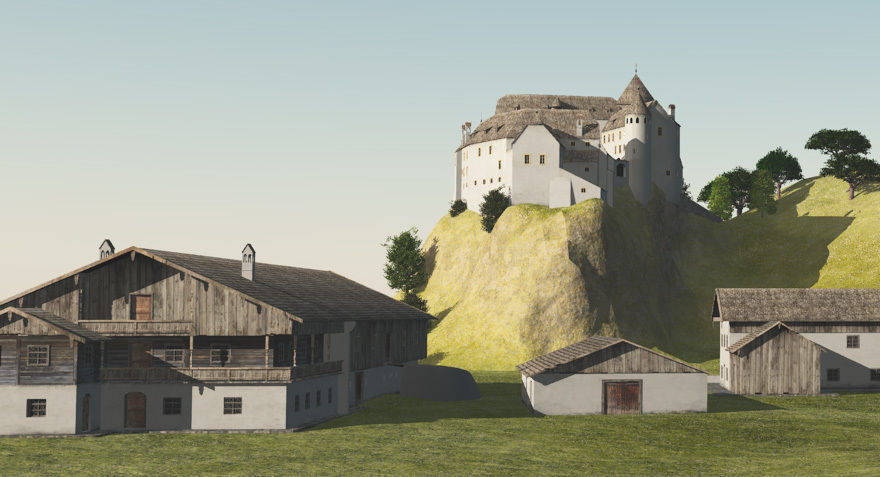 Historic Bavarian farmhouse 18th century Einfirsthof Low-poly 3D model_12