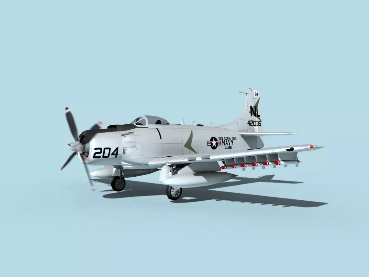 Douglas A-1H Skyraider USN Coral Sea 3D model
