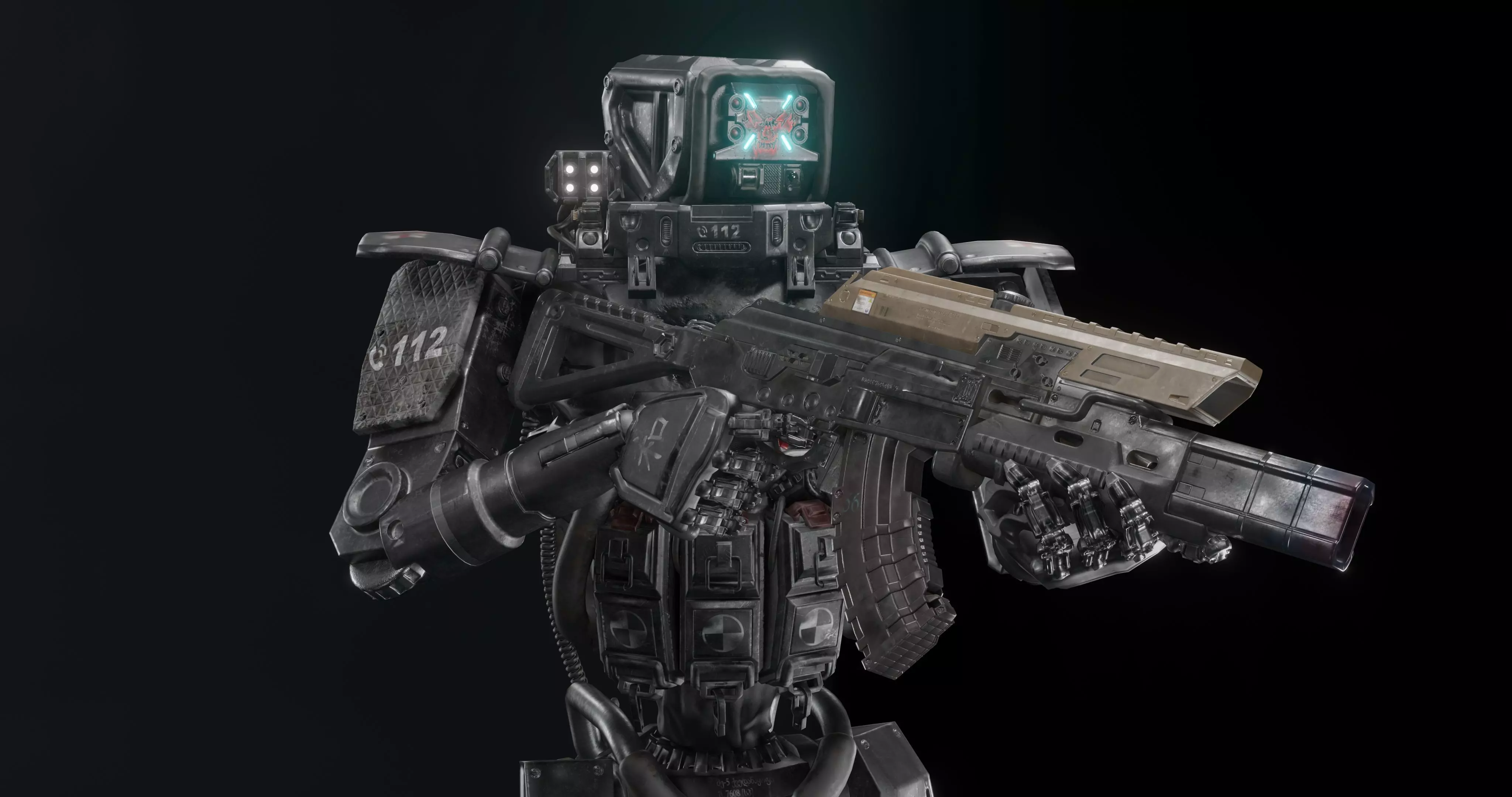 Cyborg Police Robot Low-poly 3D model_0