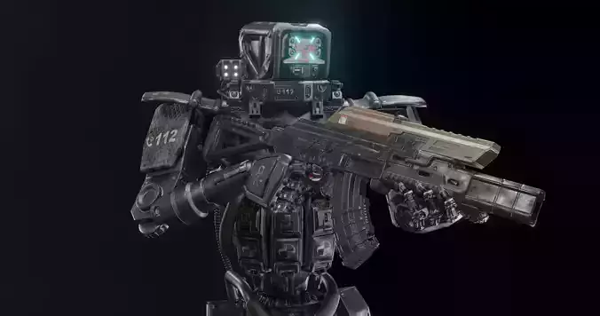 Cyborg Police Robot Low-poly 3D model