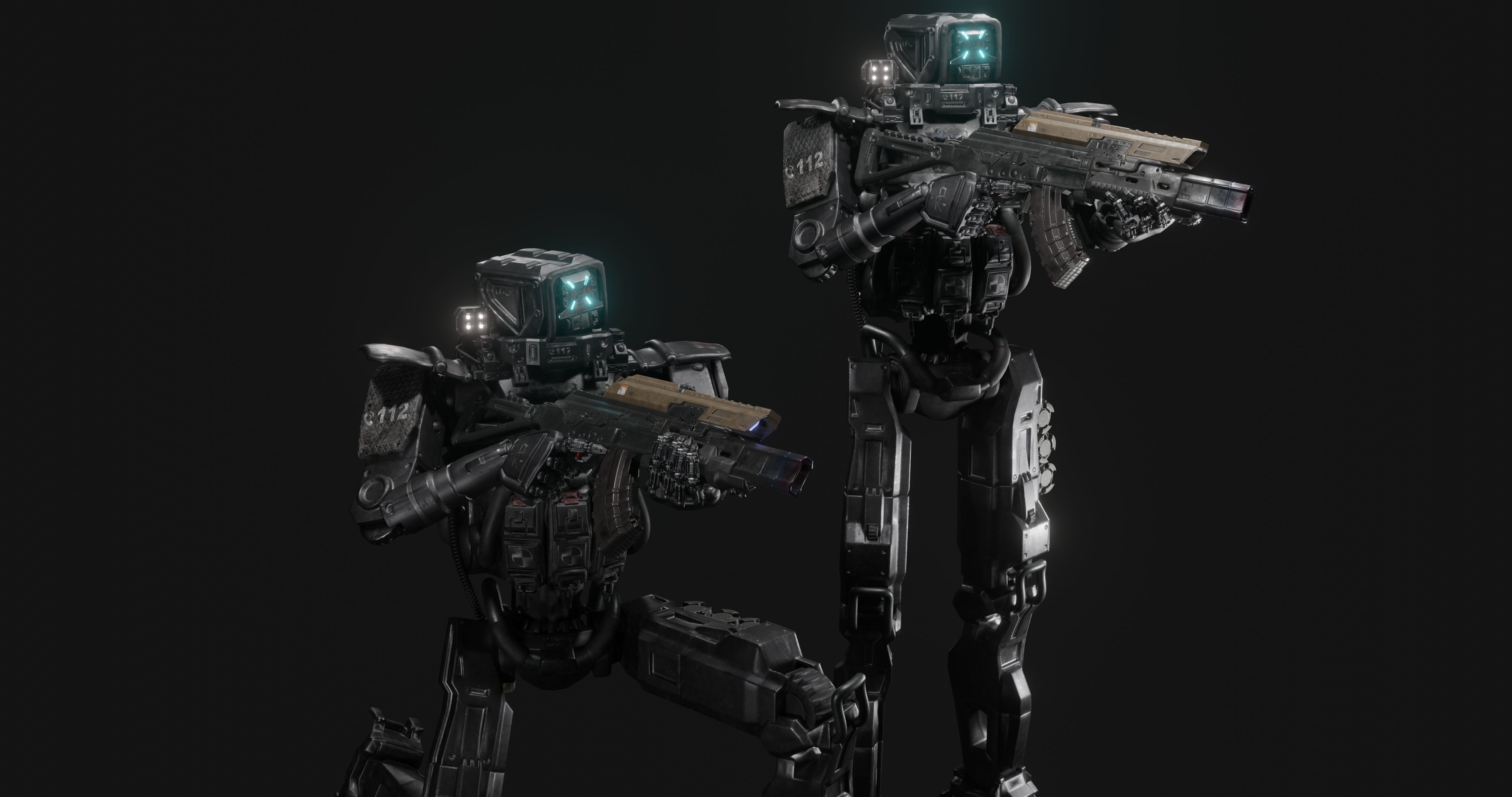 Cyborg Police Robot Low-poly 3D model_1