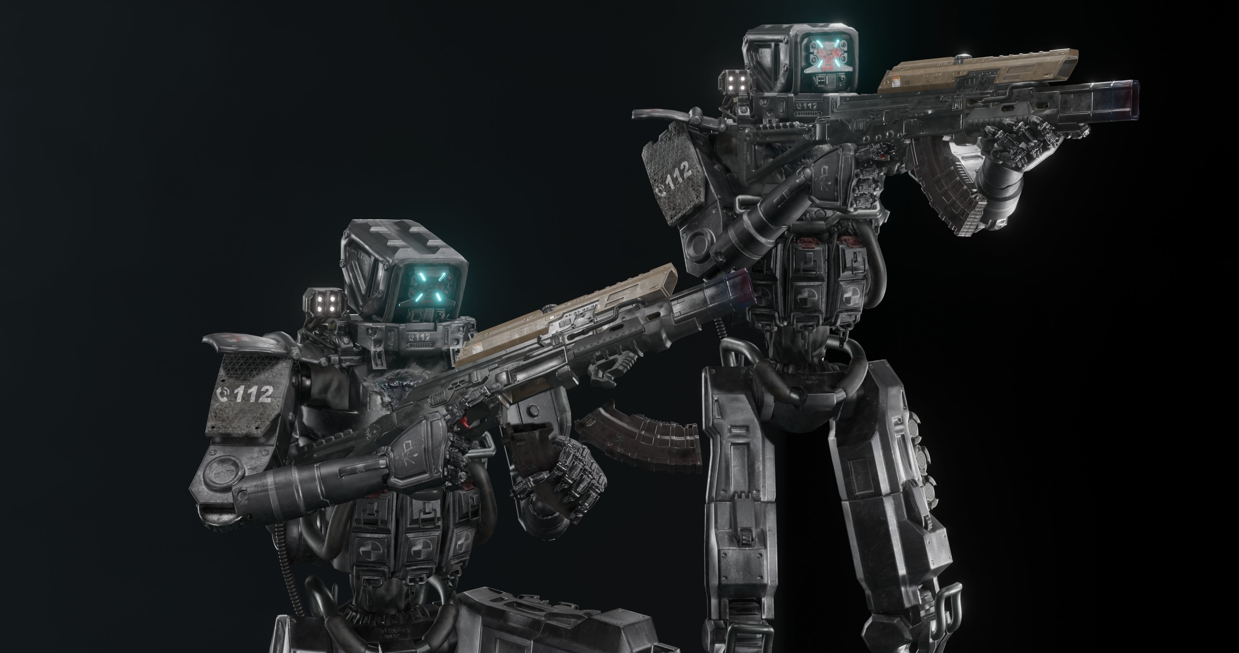 Cyborg Police Robot Low-poly 3D model_4