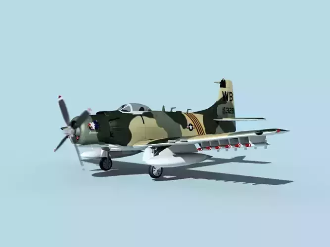 Douglas A-1H Skyraider V11 USAF 3D model