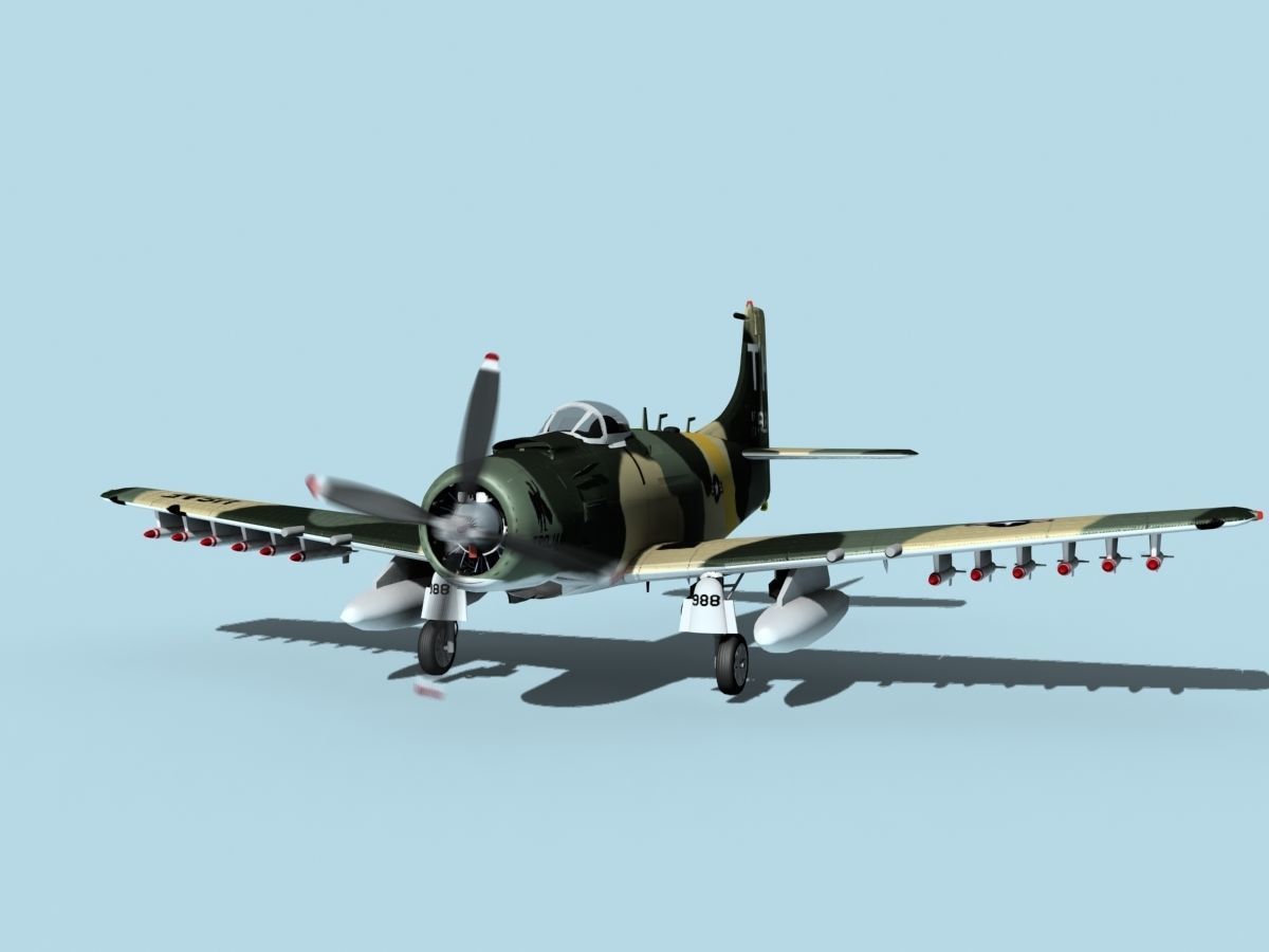 Douglas A-1H Skyraider V12 USAF 3D model_2