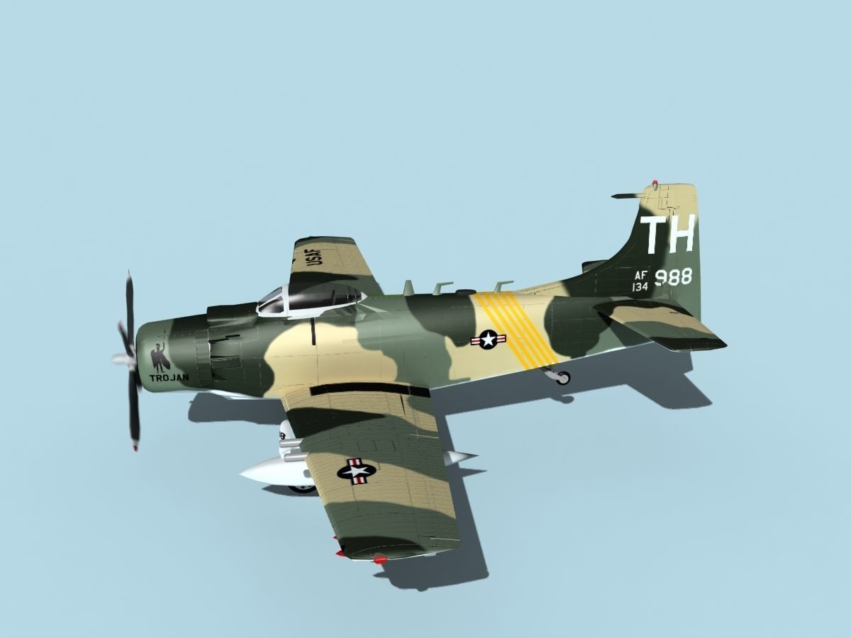 Douglas A-1H Skyraider V12 USAF 3D model_9
