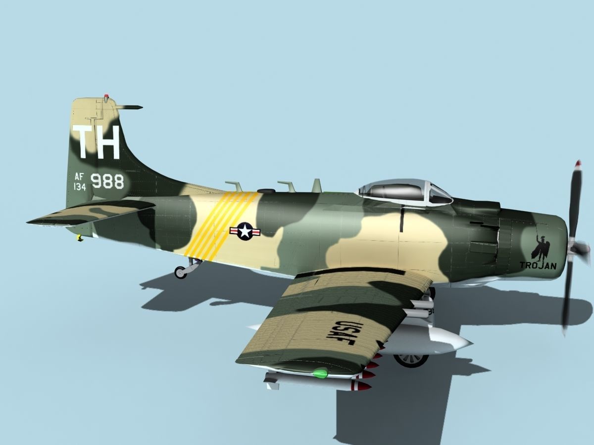 Douglas A-1H Skyraider V12 USAF 3D model_4