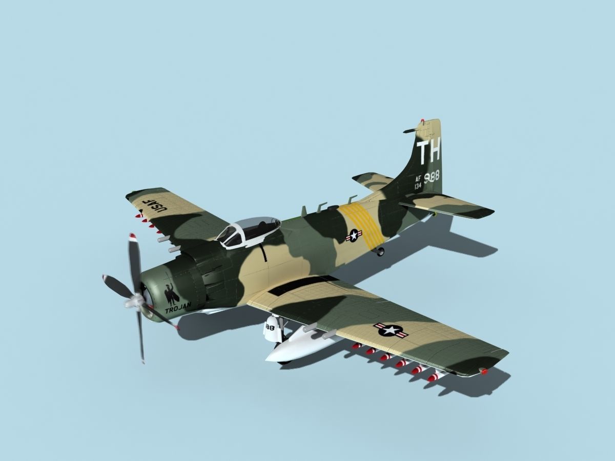 Douglas A-1H Skyraider V12 USAF 3D model_10