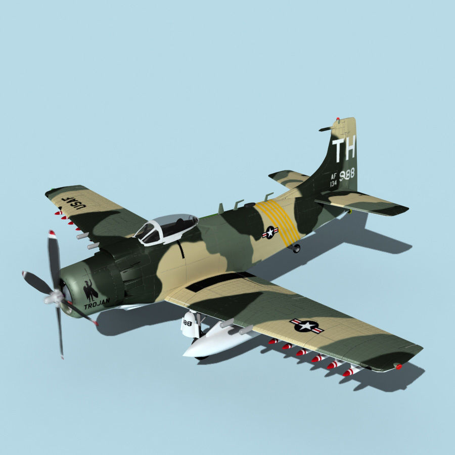 Douglas A-1H Skyraider V12 USAF 3D model_11