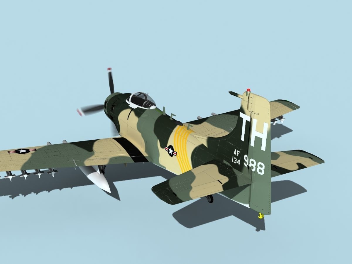 Douglas A-1H Skyraider V12 USAF 3D model_7