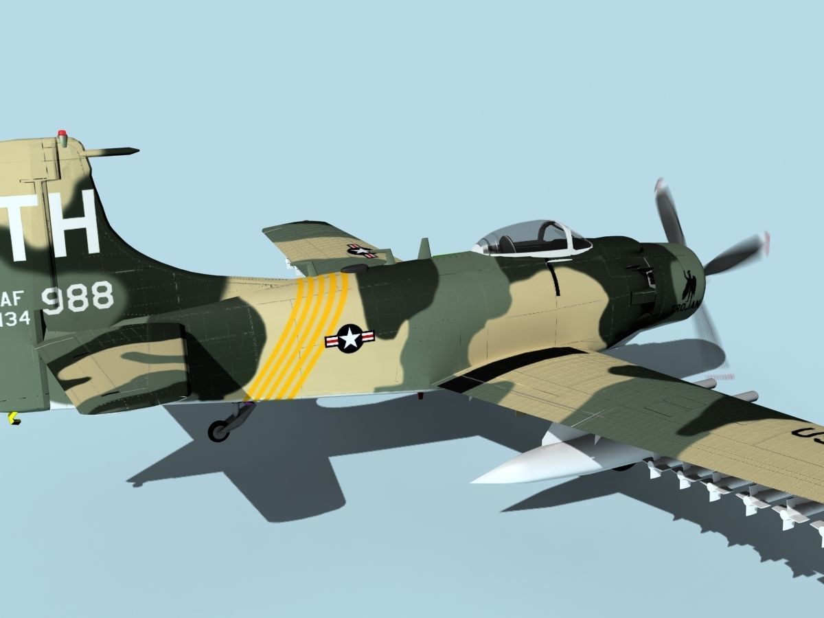 Douglas A-1H Skyraider V12 USAF 3D model_5