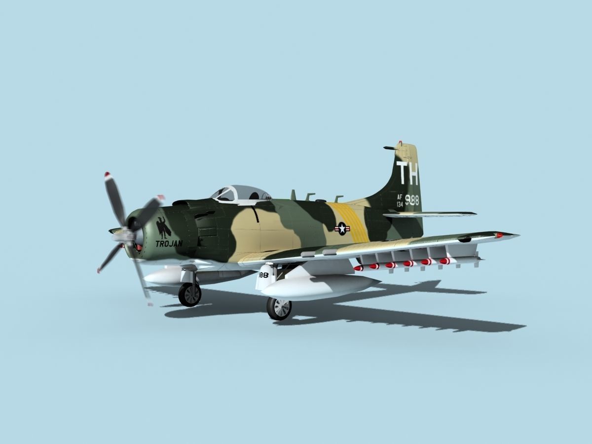 Douglas A-1H Skyraider V12 USAF 3D model_1