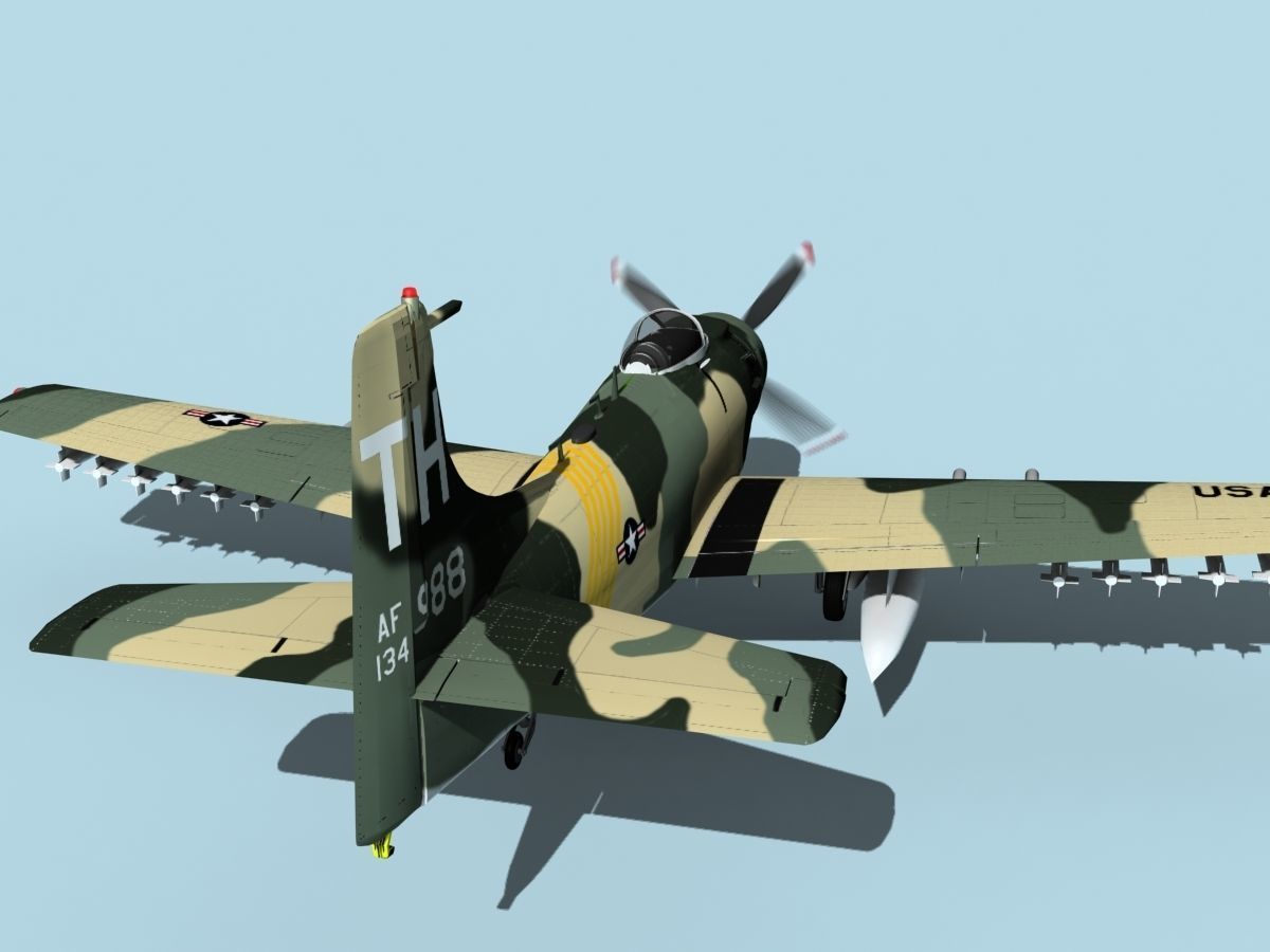 Douglas A-1H Skyraider V12 USAF 3D model_6
