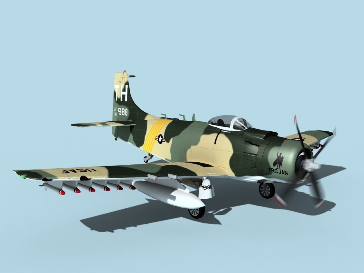 Douglas A-1H Skyraider V12 USAF 3D model_3