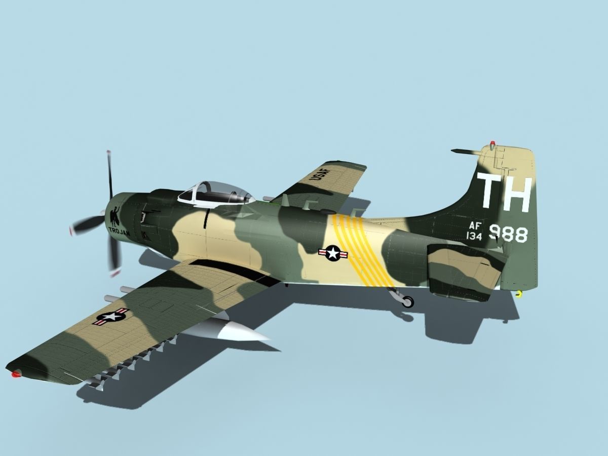 Douglas A-1H Skyraider V12 USAF 3D model_8