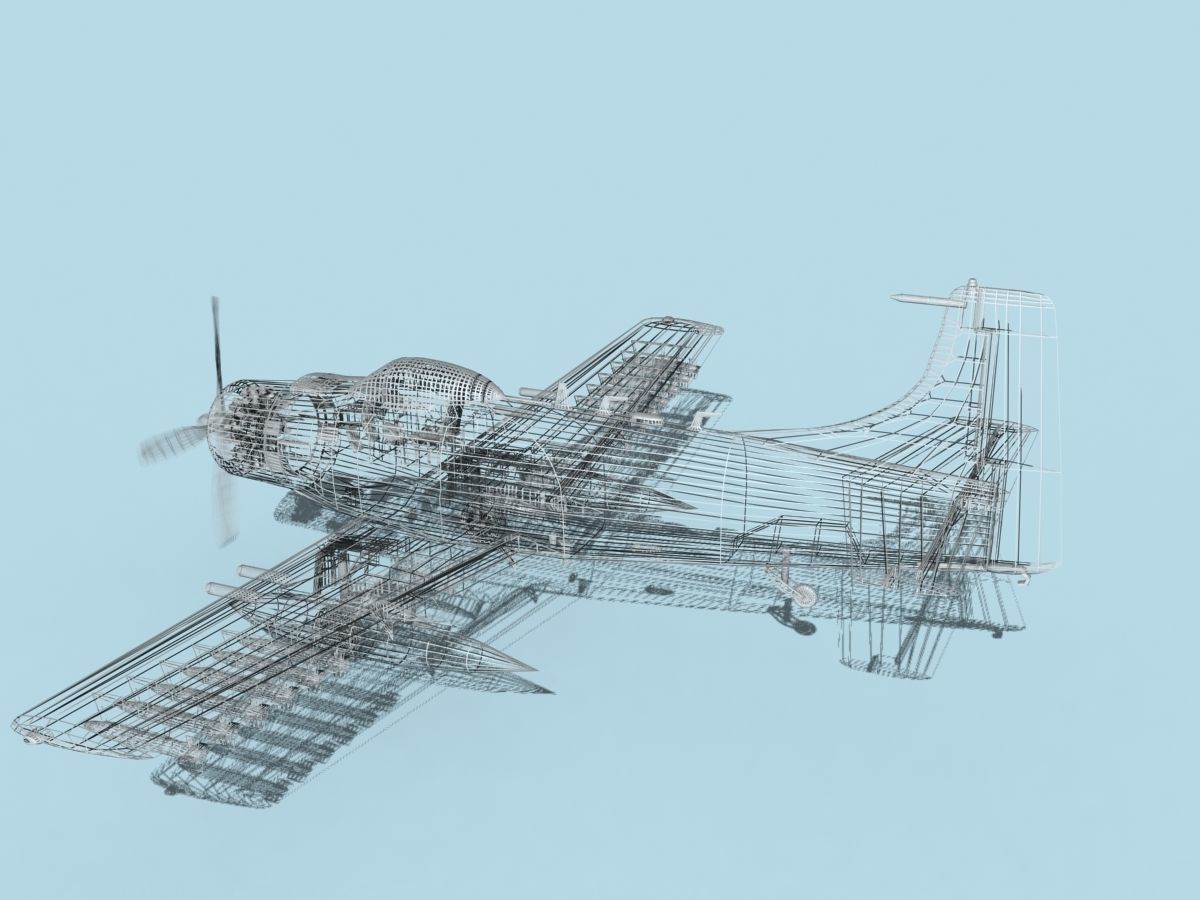 Douglas A-1H Skyraider V12 USAF 3D model_16